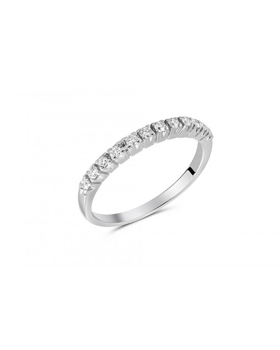 Μισόβερο δαχτυλίδι σειρέ με διαμάντια από λευκόχρυσο Κ18