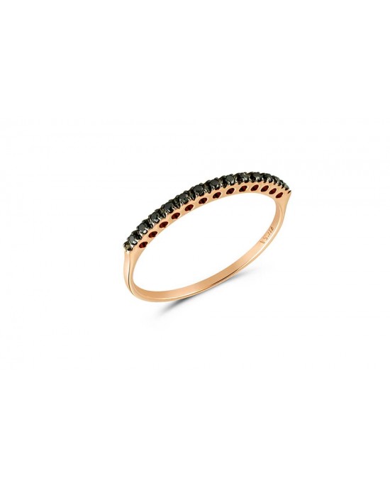 Μισόβερο δαχτυλίδι με μαύρο διαμάντι από ροζ χρυσό Κ18