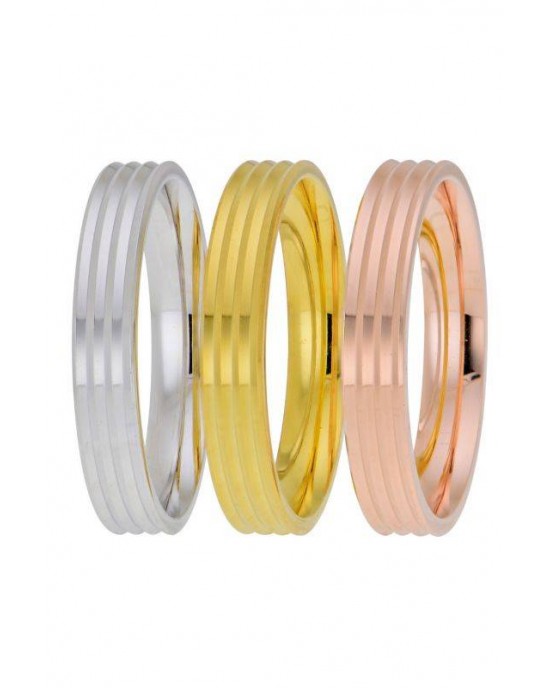 Wedding Rings "Stergiadis" TRIO6 White Gold k9 k14 or k18 4.00mm