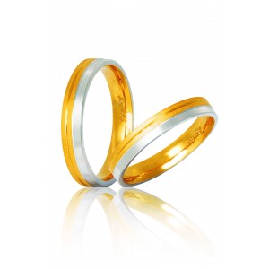 Βέρες Γάμου Δίχρωμες Χρυσές Στεργιάδης s1 Κ9 Κ14 ή Κ18 3.00 χιλ.