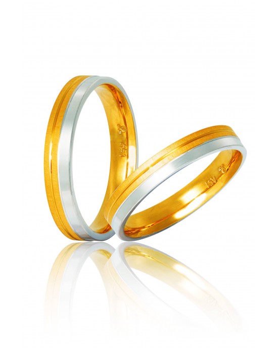 Βέρες Γάμου Δίχρωμες Χρυσές Στεργιάδης S7 Κ9 Κ14 ή Κ18 3.50 χιλ.