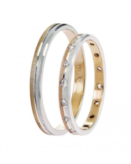 Wedding Rings "Stergiadis" SAT01 Two-Toned PInk Gold k9 k14 or k18 2.50mm