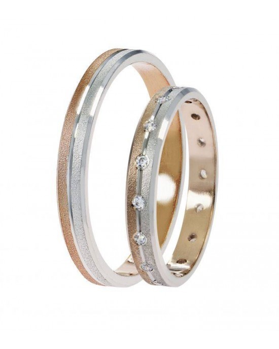 Wedding Rings "Stergiadis" SAT02 Two-Toned PInk Gold k9 k14 or k18 2.50mm